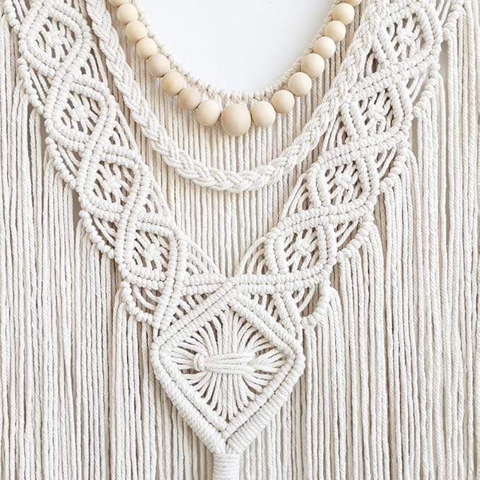 Achart Macrame Wall Hanging Large- Boho Wall Decor- large wall art- Wall Decor Living Room- Macrame Tapestry Boho Decor for Bedroom (Wooden Bead)-Ruum Studio Home