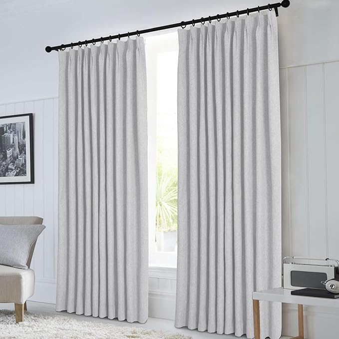 Macochico Extra Wide Full Blackout Linen Curtains for Sliding Door Silver Grey Pinch Pleated Linen Curtains 96 Inches Long for Bedroom Living Room Farmhouse with Tieback 120”Wx96”L 1 Panel-Ruum Studio Home