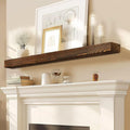 48x8x3 Fireplace Mantel - Solid Rustic Wood - Wall Mounted Floating Shelf with Invisible Heavy Duty Steel Bracket (Weathered Brown)-Ruum Studio Home