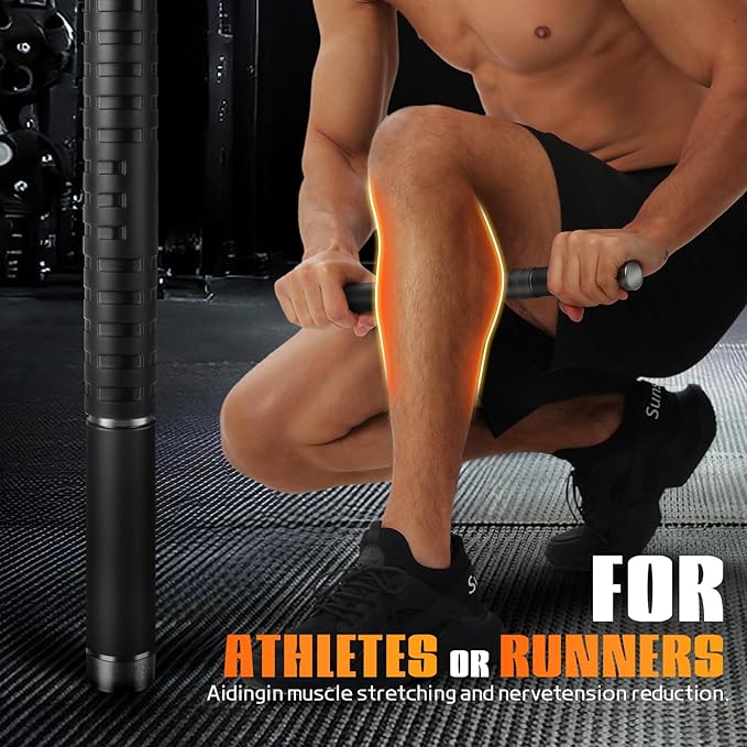 Muscle Roller Stick, Massage Roller for Muscle Deep Tissue Massage, Calf Roller for Myofascial Release, Therapy Roller Stick for Back, Legs, Arms, Waist, and Shoulders Full Body Use (Black)-Ruum Studio Home