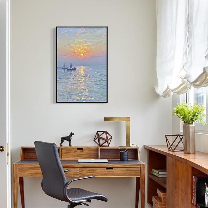 Coastal sailboat scenery poster art decor ocean nautical room decor beautiful sailboat seascape decor suitable for beach villa-Ruum Studio Home