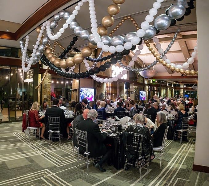 Black White and Gold Linking Balloons, 90PCS Black Gold and White Balloon Arch, Metallic Silver Quick Linked Connecting Balloon for Wedding Birthday Baby Shower Graduation New Year Party Decorations-Ruum Studio Home