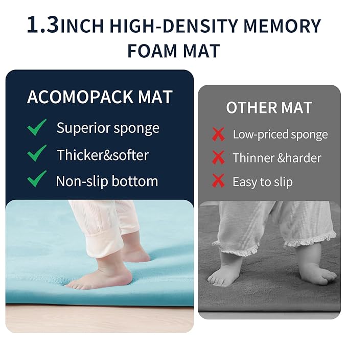 ACOMOPACK Baby Play Mat for Floor 1.3" Thick Memory Foam Play Mat 39"×59" Tummy Time Crawling with Non-Slip Bottom for Living Room,Nursery,Soft Velvet Playpen Mats for Kids,Infants（Light Blue）-Ruum Studio Home