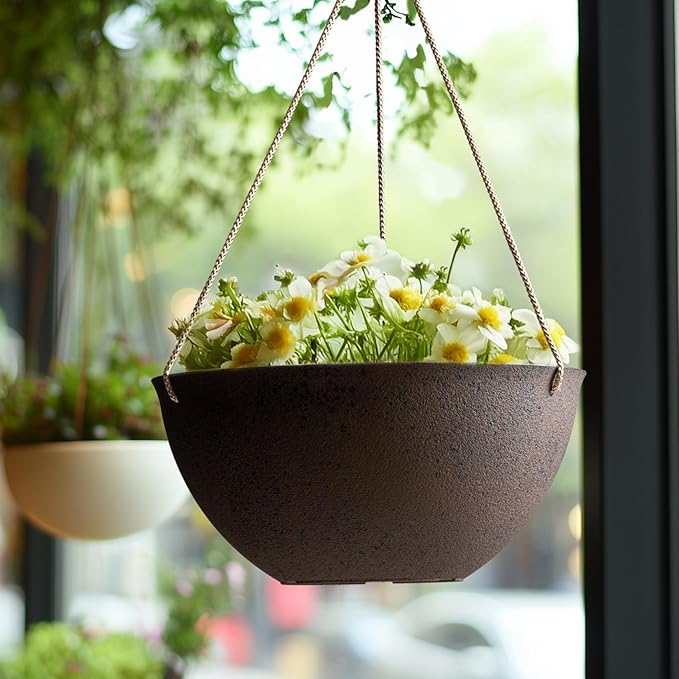 LA JOLIE MUSE Large Hanging Planters - 13 Inch Flower Pots Outdoor Indoor, Hanging Garden Planters Set of 2, New Iron Color-Ruum Studio Home