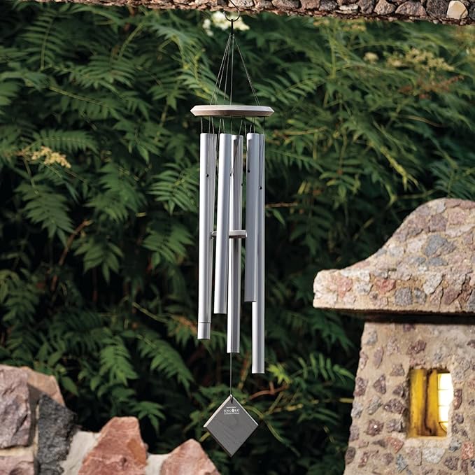 Woodstock Chimes Pluto Wind Chime for Outside 37" Grey Medium Tone Sound for Outdoor Garden, Patio, Porch Decor Gifts, Encore Collection, DCY37-Ruum Studio Home
