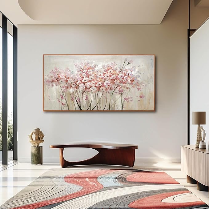 Pink Large Framed Canvas Wall Art Botanical Photo Canvas 29"x58" Artwork for Living Room Kitchen Women Room Decor for Bedroom-Ruum Studio Home