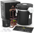 Coffee canister set for ground coffee with Date Tracker,Co2 Valve,Travel jar,Stainless Steel Kitchen Food Airtight storage container for Coffee Beans or Grounds,Tea,Sugar (16oz-Black)-Ruum Studio Home