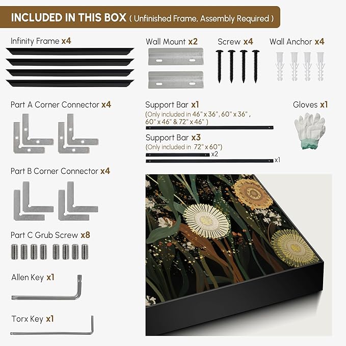 SIGNWIN 30"x60" Extra Large Framed Wall Art Whimsical Dandelion Field in Yellow and Green, Playful Botanical Print for Home Living Room Bedroom Decor (Frame Assembly Required)-Ruum Studio Home