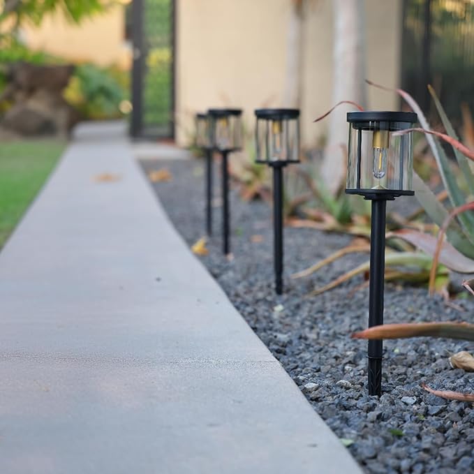 EcoGreen Outdoor Pathway Solar Light, 4pcs Pack,Garden Patio Balcony Walk Way Lights, Aluminum Leg, 5000K Daylight, Waterproof, 4.76 * 23.07in-Ruum Studio Home
