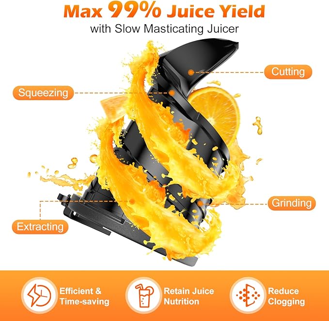 Juicer Machines with 5.4" Large Feed Chute, 400W Cold Press Juicer for Whole Vegetables and Fruits, Slow Masticating juicer Easy to Clean Juice Extractor Machine High Juice Yield(Titanium Gray)-Ruum Studio Home