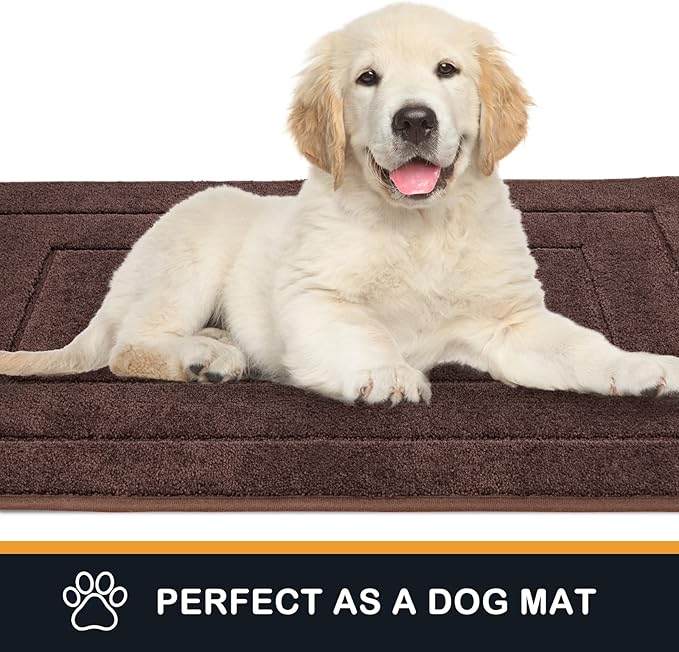 PURRUGS Dirt Trapping Door Mat 24" x 59", Non-Slip/Skid Machine Washable Entryway Rug, Dog Doormat, Super Absorbent Welcome Mat for Muddy Wet Shoes and Paws, Brown-Ruum Studio Home