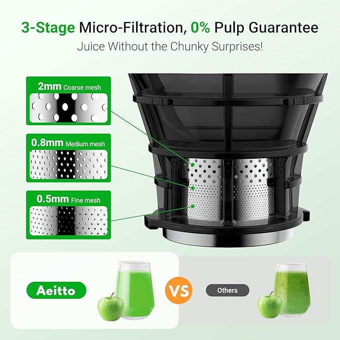 Juicer Machines,Aeitto Cold Press Juicer with 5.3“ Extra Large Feed Chute for Whole Fruits & Vegetables, Slow Masticating Juice Extractor, Self Feeding, Easy to Clean, High Juice Yield, Grey-Ruum Studio Home