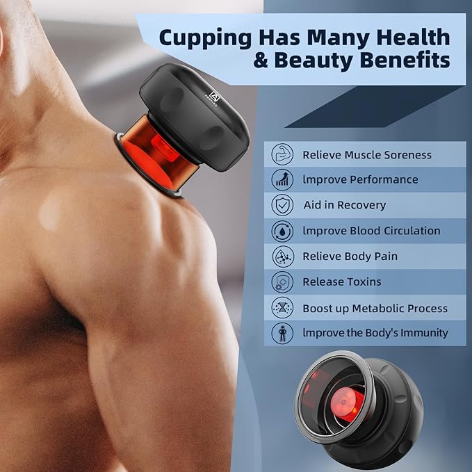 2 Electric Cupping Therapy Set, 5-in-1 Smart Cupping kit with Red Light Therapy, Gua Sha Massage Tool, Relieves Neck Shoulder Back Aches Muscle Soreness, Improves Blood Circulation-Ruum Studio Home