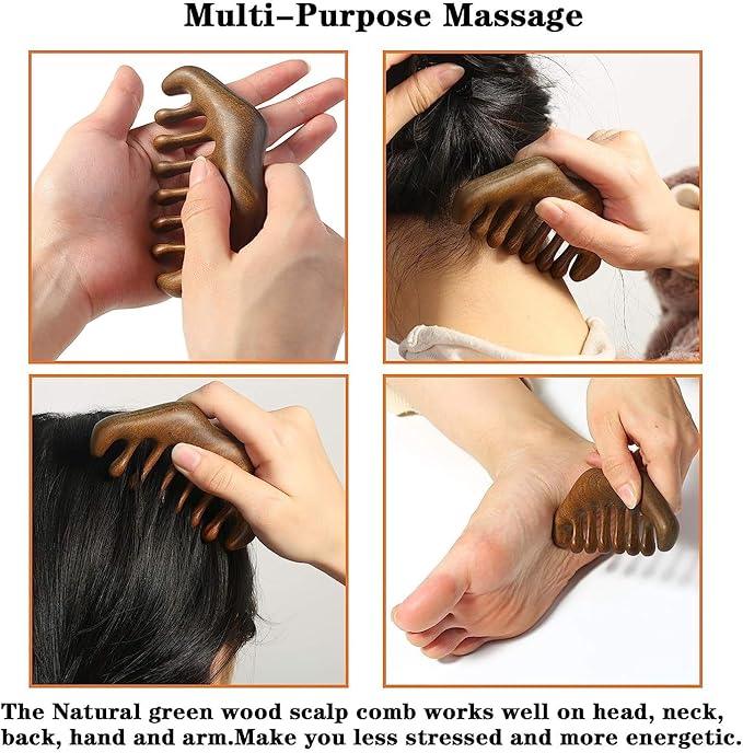 Wood Gua Sha Massage Tools Set,Scraping Scalp Massage Comb, Wooden Gua Sha Scraping Tools,3 Pieces.-Ruum Studio Home