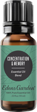 Edens Garden Concentration & Memory Essential Oil Blend- 100% Pure Premium Grade, Undiluted, Natural, Therapeutic, Aromatherapy, The Best for Diffusing, Kid Safe, Humidifiers, Skin 10 ml (.33 fl oz)-Ruum Studio Home
