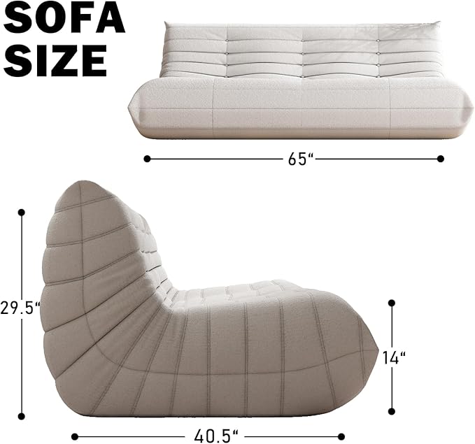 Big Bean Bag Chairs for Adults, 3 Seater Large Bean Bag Chair Sofa, Fireside Chair Lazy Sofa Chair with High Density Comfortable Foam, Modern Bean Bag for Living Room, Bedroom, Office (Beige)-Ruum Studio Home