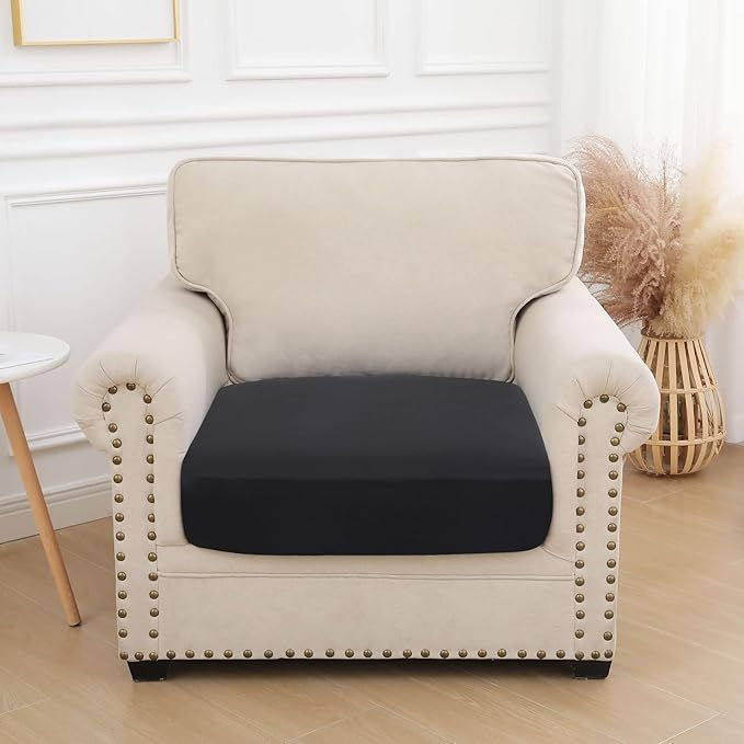 hyha Waterproof Couch Cushion Covers, Stretch Sofa Couch Seat Slipcover for Dog Washable, Non-Slip Waterproof Outdoor Cushion Covers for Patio Furniture Replacement (1 Piece for Small, Black)-Ruum Studio Home