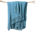 lifein Throw Blanket for Couch, Soft Boho Decor Bed Throw,Cozy Blue Chenille Knitted Small Farmhouse Lightweight Throw for Spring(Sky Blue,60 * 80")-Ruum Studio Home