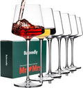 White Red Wine Glasses Set of 6 – 18oz Red Wine Glasses with Tall Long Stem,【Hand Blown】Crystal Wine Glasses- Square Wine Glasses with flat bottom, Wine gifts for Christmas, Wedding, Birthday,-Ruum Studio Home