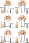 Hewory Glass Hurricane Candle Holder Set of 18, Black Large Hurricane Centerpiece for Table, Tall Floor Square Pillar Candle Holders Lantern Set for Wedding, Anniversary, Party, Fireplace, Dining Room-Ruum Studio Home