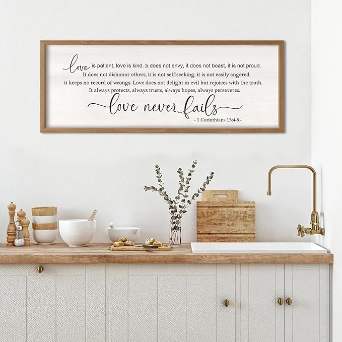 Love Is Patient Love Is Kind Wall Decor Art 32×12 Inch (Wood)-Ruum Studio Home
