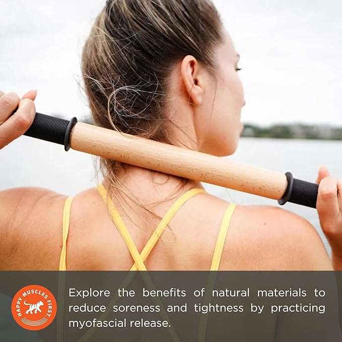 Tiger Tail ReGreen 18" Wood Roller - Handheld, Deep Tissue Wood Roller, Body Massage and Myofascial Release Tool for Legs, Neck, Calves, Thighs, Shins & Back, Made in USA-Ruum Studio Home