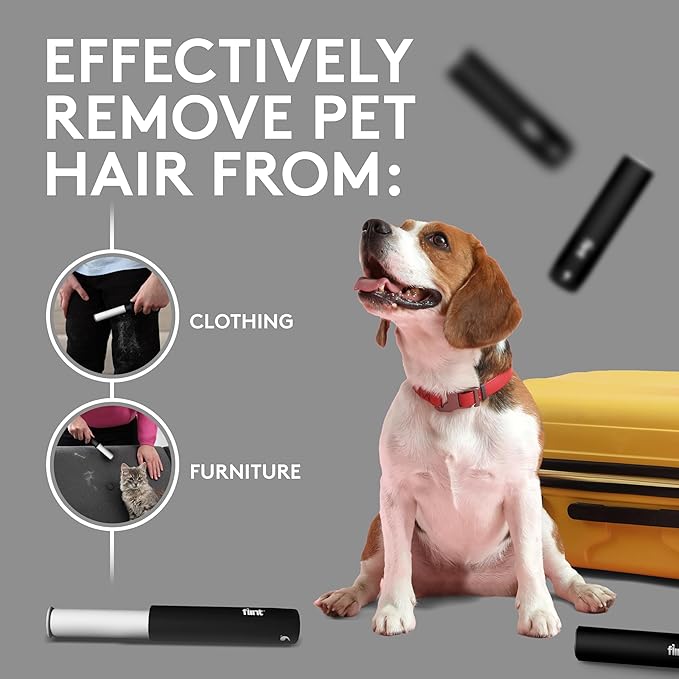 Flint Classic Black Retractable Mini Lint Roller with 90 Extra Sticky Sheets, Small and Portable Lint Roller, Ideal Pet Hair Remover, Travel Lint Rollers for pet Hair Extra Sticky-Ruum Studio Home