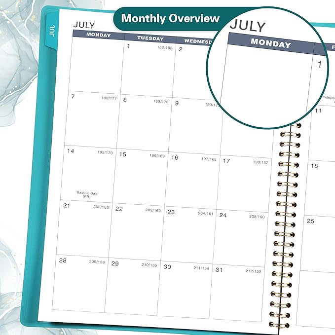 2025-2026 Weekly Appointment Book - Appointment Book 2025-2026 with Soft Cover, Jul 2025 - Jun 2026, 8.26"x 11.4", Daily/Hourly Planner with Tabs, 15 Minutes, Wirebound - Green-Ruum Studio Home