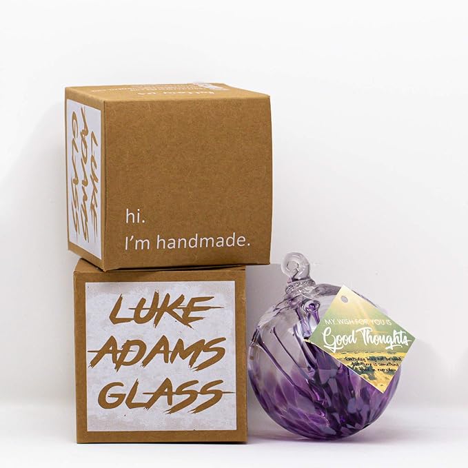 Luke Adams Handmade Glass Gazing Balls for Garden on Clearance – Hand Blown Glass Gazing Ball for Yard Décor – Decorative Garden Globe (Purple Crush/Lavender)-Ruum Studio Home