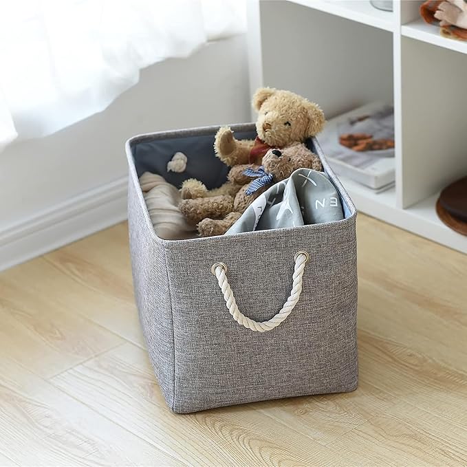 TheWarmHome Storage Basket for Organizing - 16x12x12 inch 3 Pack Fabric Storage Cubes, Cube Storage Bin for Shelves Closet Organizer Cloth Gift Toy (Grey)-Ruum Studio Home