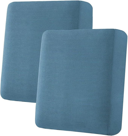 H.VERSAILTEX Super Stretch Individual Seat Cushion Covers Sofa Covers Couch Cushion Covers Slipcover Sets Thick Jacquard Textured Twill Fabric (2 Piece Medium Sofa Cushion Covers, Dusty Blue)-Ruum Studio Home