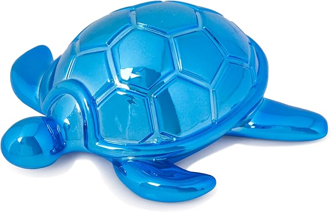 Small Sea Turtle Statue 4 inch Shiny Blue Accent Knick Knacks Paperweight for Bathroom Home Office Shelf Desk Table Decor, Cute Sea Turtle Gifts for Women-Ruum Studio Home