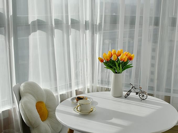 Mandy's Artificial Tulips 20 Stems Sunset PU Faux Flowers for Wedding Home Decor 13.5 Inch-Ruum Studio Home