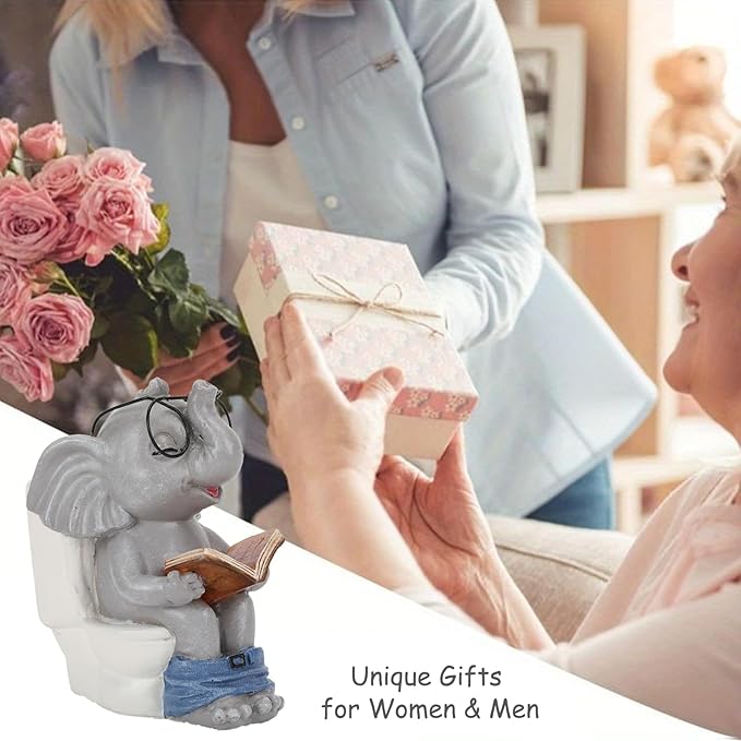 Elephant Statue Solar Outdoor Garden Decor, Funny White Elephant Gifts for Women, Mom, Grandma or Birthdays,Elephant Decor Ornament for Yard Art Balcony Patio Porch Lawn & Home House-Ruum Studio Home