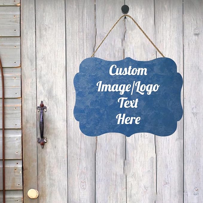 Personalized Wooden Welcome Sign - Customized Image/Text Hanging Door Sign Farmhouse Decor for Home Office - 11.2 * 8 Inch-Ruum Studio Home