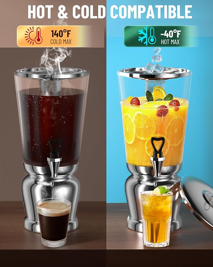 WantJoin Beverage Dispenser With Stand -2 Gallon Beverage Dispenser Drink Dispenser w/Upgraded Dual Cores & Base, Leakproof Spigot, Visible Container, Drink Dispenser For Parties, Events, Gathering-Ruum Studio Home