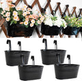 4 Pack Metal Hanging Planter for Outdoor Plants, 10 Inch Black Fence Planters Railing Pots for Garden Patio Balcony Decor, Flower Bucket with Detachable Hooks (Black, 4Pcs)-Ruum Studio Home
