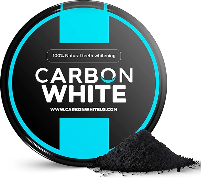 CARBON WHITE Teeth Whitening Powder - Natural Activated Coconut Charcoal Tooth Powder for Removing Stains & Discoloration - Helps Fight Tartar & Plaque, Freshens Breath - Tasteless, Odorless - 30g-Ruum Studio Home