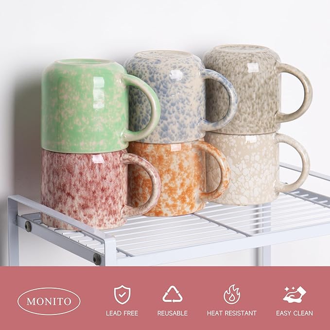 12 OZ Coffee Mugs Set of 6, Modern Coffee Mugs Set with handle for Tea/Latte/Cappuccino/Milk/Cocoa.-Ruum Studio Home