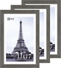 VCK 11x17 Picture Frame 3 Pack, Gray Solid Wood Poster Picture Frame, Exclusive Wood Grain, Wall Mounting Hanging-Ruum Studio Home
