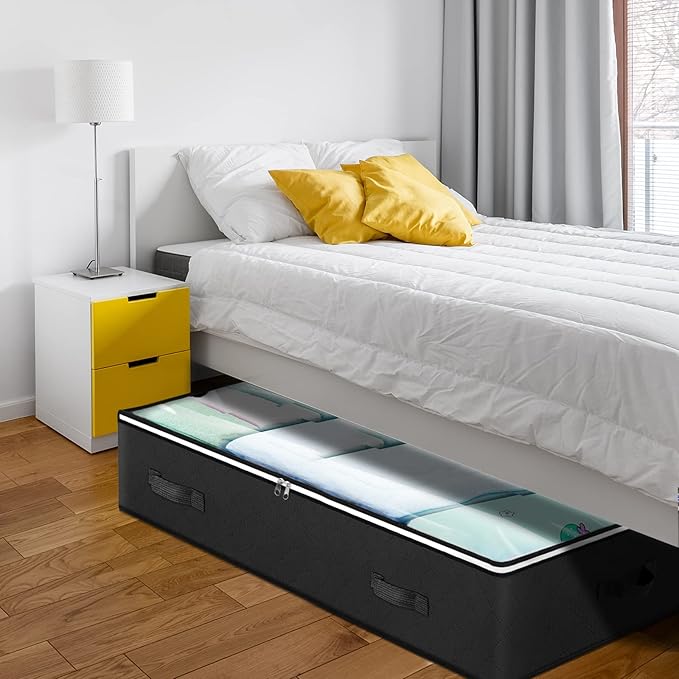 6 Pack Under Bed Storage Containers Organizer, Large Capacity Underbed Clothes Storage Bins, Bedroom Organization and Storage, Foldable Storage Bags for Clothes Pillow Blankets Bedding-Ruum Studio Home