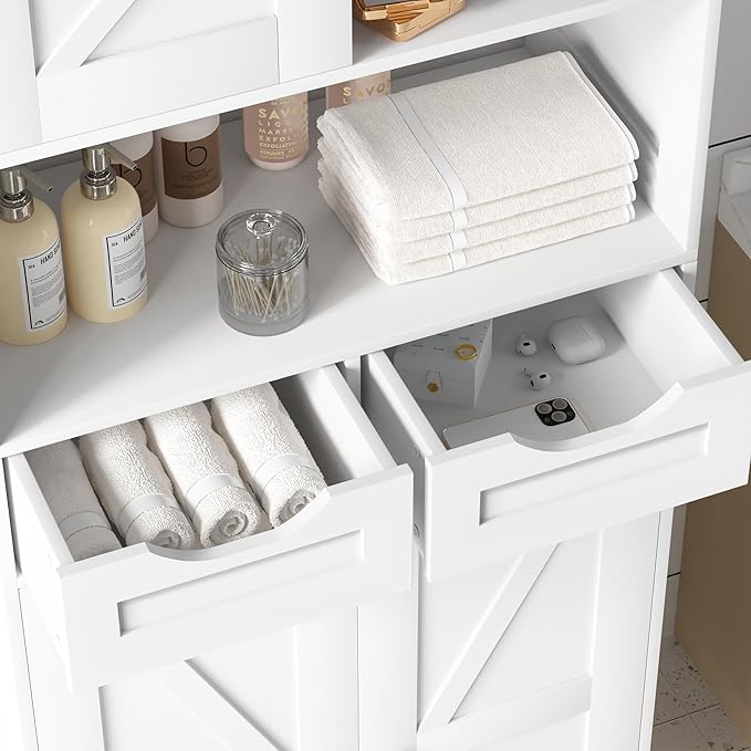 ANWBROAD 67” Bathroom Storage Cabinet Tall Storage Cabinet with Adjustable Shelves and Drawers Freestanding for Bathroom Kitchen Pantry Living Room Cabinet USBC002W-Ruum Studio Home