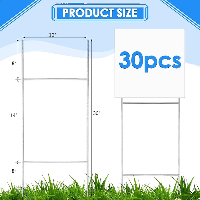 30 Pcs H Stakes for Yard Signs 30'' x 10'' Metal Heavy Duty H Frame Wire Stakes Weatherproof Metal Holder for 4mm 5mm Corrugated Signs Advertising Board Guidepost Yard Halloween Decor-Ruum Studio Home