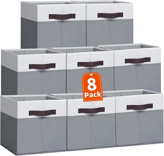 Criusia Storage Cubes 8 pack - 11 inch Fabric Bins for Organizing Clothes Toys Blanket - Versatile Storage Baskets for Shelves - Home Organization for Bedroom RV Closet-Ruum Studio Home