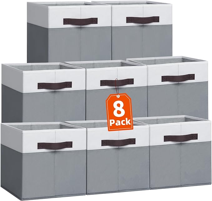 Criusia Storage Cubes for Cube Organizer - 13 inch Fabric Storage Bins for Organizing Clothes Toys Blanket -8 Pack Versatile Storage Baskets for Shelves/Storage and Organization for Bedroom RV Closet-Ruum Studio Home