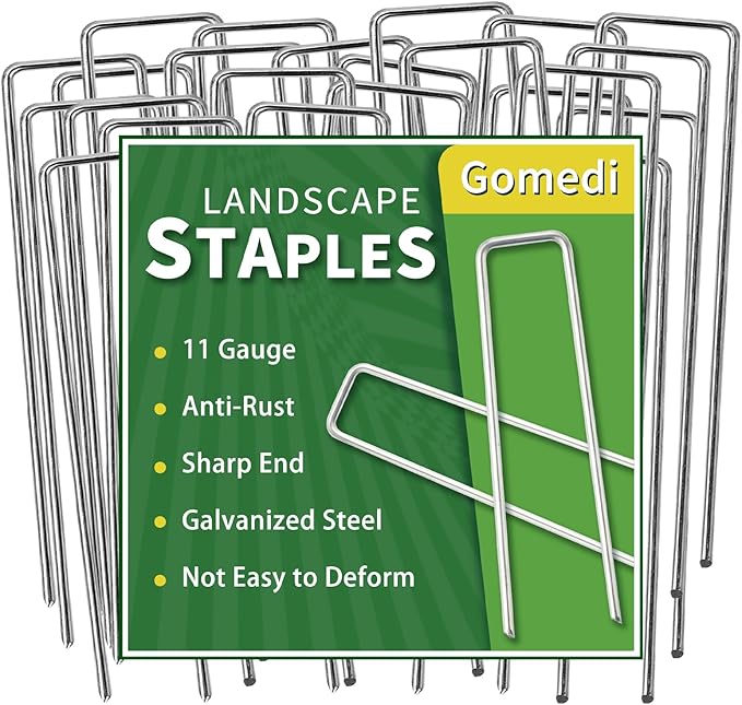 Landscape Staples Galvanized 10 Inch 120 Pcs, Metal Garden Stakes 1.6 Inch, Garden Staples for Lawn 11 Gauge-Ruum Studio Home