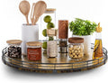 Lazy Susan Turntable Organizer for Table Top, 18’’ Round Wooden Lazy Susan for Cabinet Kitchen Countertop Pantry Dining Coffee Table for Condiments Spices, Rustic Bathroom Vanity Tray for Soap Candle-Ruum Studio Home