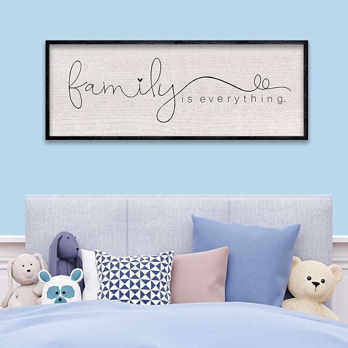LuZhiQiang Family is Everything Sign Wall Decor 40"x15" Warm Home Sign Wall Art for Entryway Large Hanging Wood Framed (Black)-Ruum Studio Home