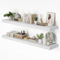 Heimlove 55 x 12 inch Extra Long Floating Shelves for Wall, 12 Inch Deep Floating Shelves, Large Display Shelf & Storage Shelf for Living Room Bedroom Kitchen Home Office, Set of 2, White-Ruum Studio Home