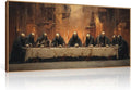 KAIRNE Framed Skeleton Canvas Wall Art,Abstract Retro Skull Print Set of 1(40”X20”),Scary Halloween Pictures,Horror Wall Art,Skeleton Last Supper Posters for Living Room Bedroom Ding Room Office Decor-Ruum Studio Home